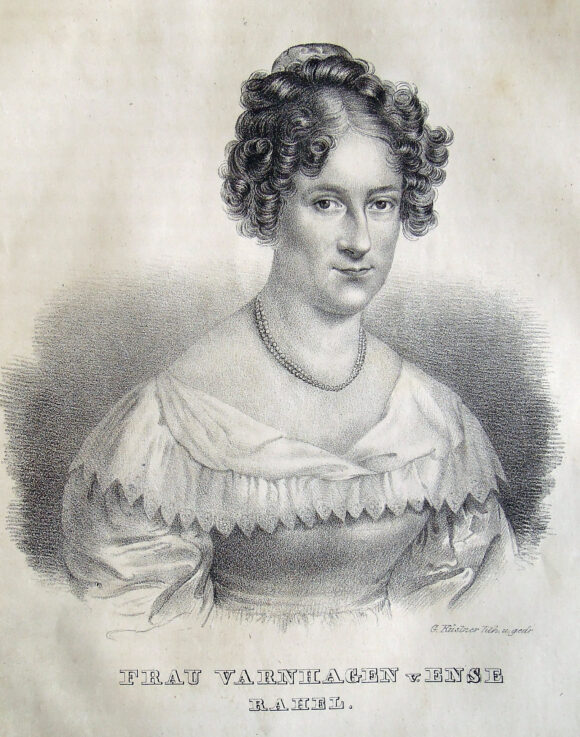 Porträt Rahel Varnhagen. Lithographie (1834) von Gottfried Küstner nach Moritz Daffingers Pastell von 1818